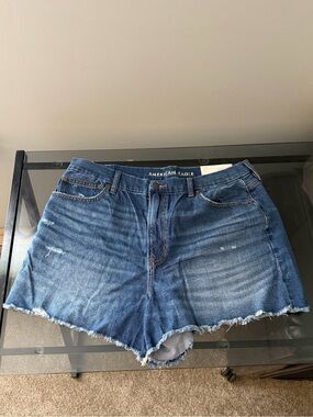 American Eagle Dark and Light Blue Two-Tone Denim Shorts